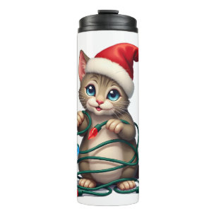 Siamese Cat Christmas V-Neck (2) Thermal Tumbler