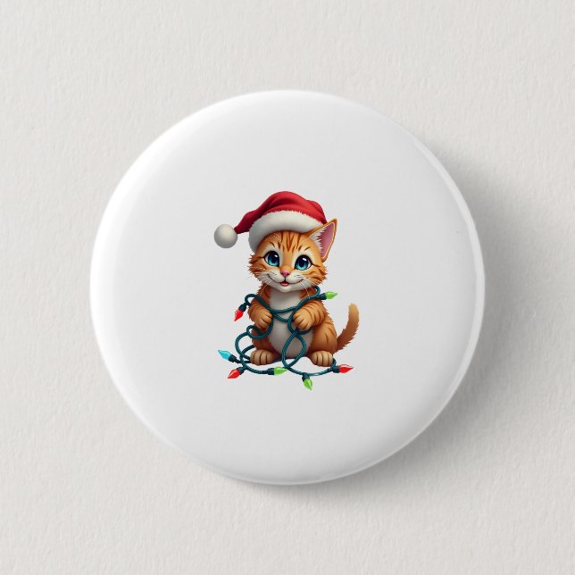 Siamese Cat Christmas V-Neck (3) 2 Inch Round Button (Front)