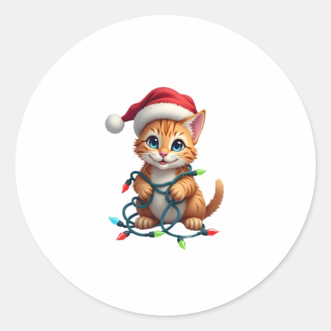 Siamese Cat Christmas V-Neck (3) Classic Round Sticker (Front)