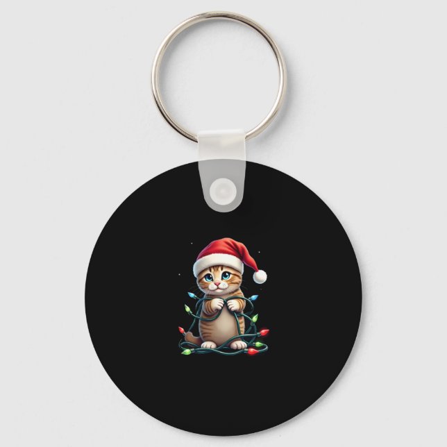 Siamese Cat Christmas V-Neck (3) Keychain (Front)