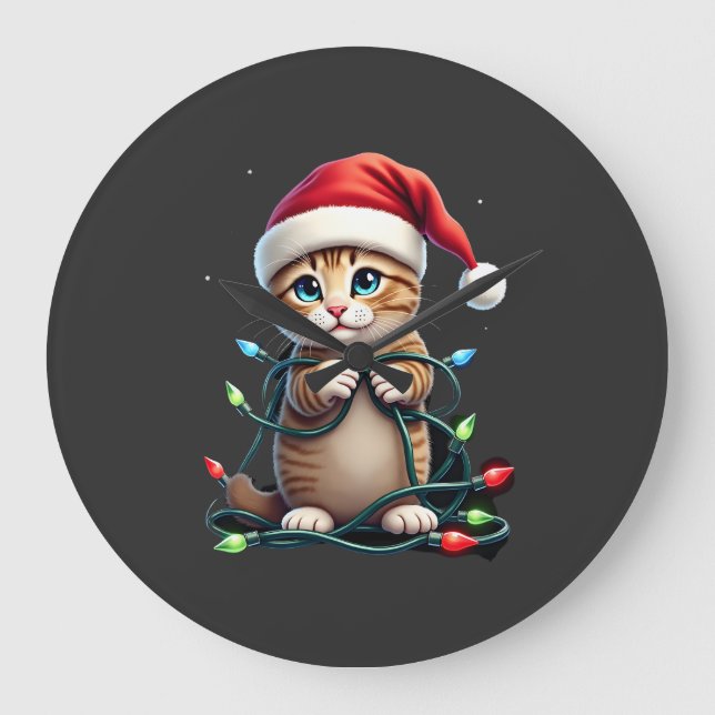 Siamese Cat Christmas V-Neck (3) Large Clock (Front)