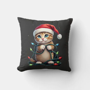 Siamese Cat Christmas V-Neck (3) Throw Pillow