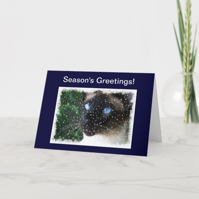 Siamese Cat Christmas Winter Holiday Card (Front)