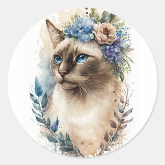 Siamese Cat Classic Round Sticker