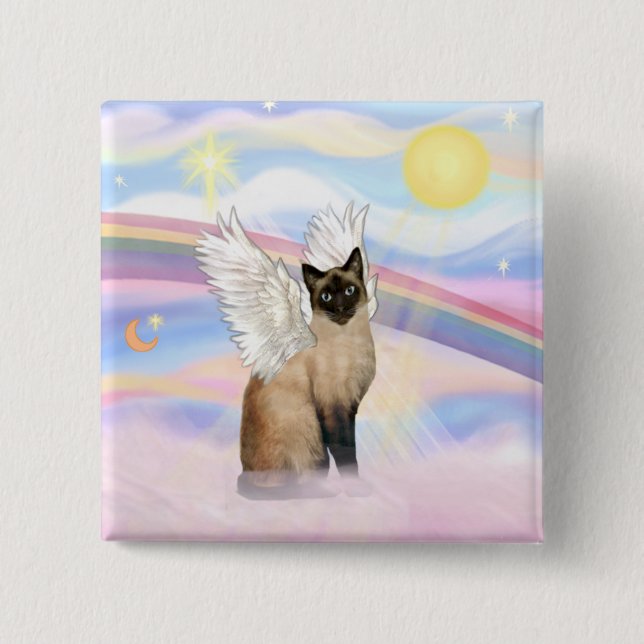Siamese Cat - Clouds 2 Inch Square Button (Front)
