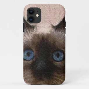 siamese cat crackle old aged cracked Hi Hello iPhone 11 Case