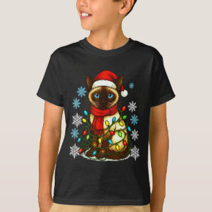 Siamese Cat Cute Cat Lover Cat Xmas Holiday Santa T-Shirt