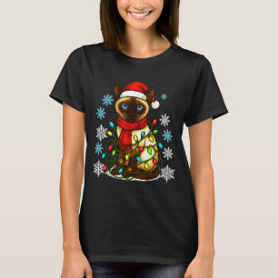 Siamese Cat Cute Cat Lover Cat Xmas Holiday Santa T-Shirt