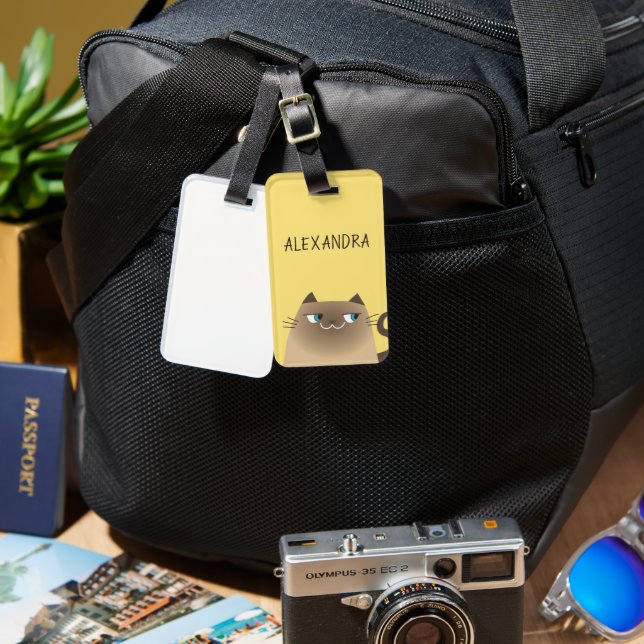 Siamese Cat Cute Luggage Tag (Front & Back)