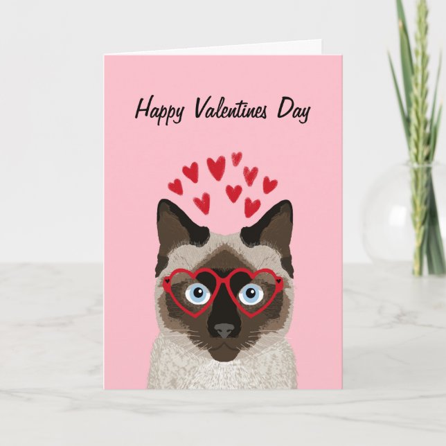 Siamese Cat - cute valentines love card (Front)