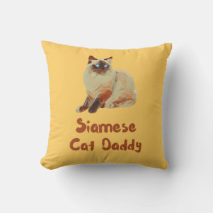 Siamese Cat Daddy T-Shirt Throw Pillow
