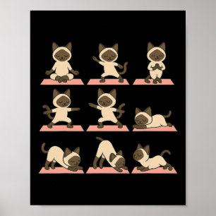 Siamese Cat Doing Yoga Vegan Kawaii Zen Poster