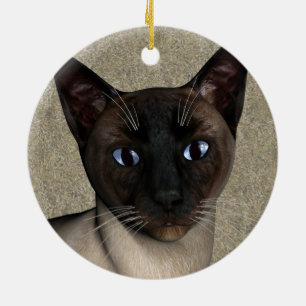 Siamese Cat Face Ceramic Ornament