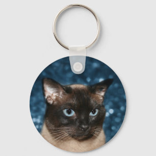 Siamese cat face keychain