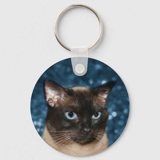 Siamese cat face keychain (Front)