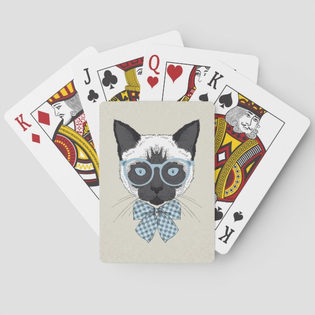 Siamese Cat Fashion Smart Playing Cards (Back)