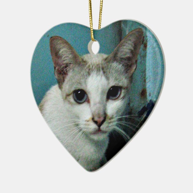 Siamese Cat Friend Ceramic Ornament (Left)