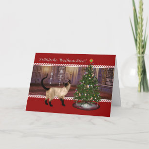 Siamese Cat - Frohe Weihnachten German Card