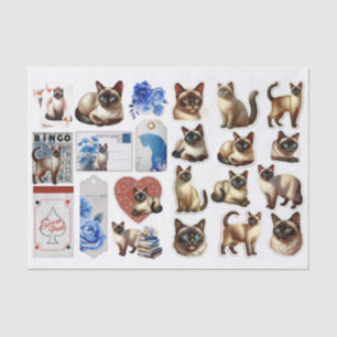 Siamese Cat Fussy Cuts with Coordinating Ephemera Tissue Paper
