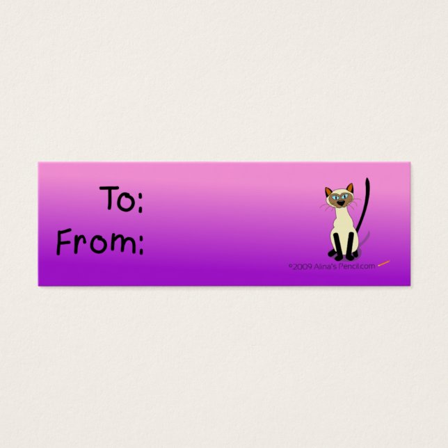 Siamese Cat Gift Tag (Pink and Purple) (Front)