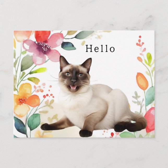 Siamese Cat Greeting  Postcard (Front)
