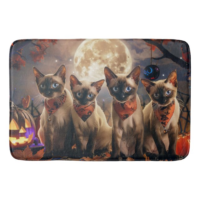 Siamese Cat Halloween Spooky Bath Mat (Front)