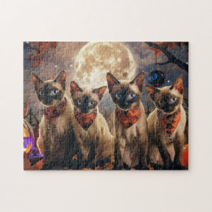Siamese Cat Halloween Spooky Jigsaw Puzzle