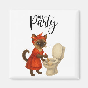 Siamese cat Housewife Let's Party Magnet