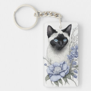 Siamese Cat Illustration Keychain
