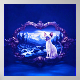 Siamese Cat In Scenic Frame Poster