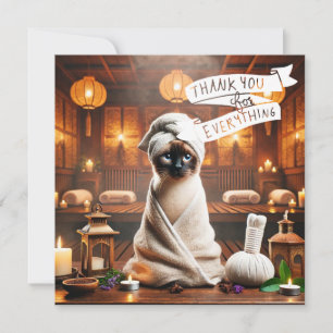 Siamese Cat in Spa PARTY Thank You Card