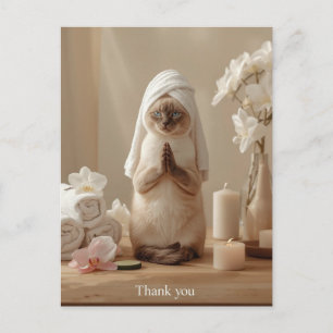Siamese Cat in Spa Thank you  Postcard