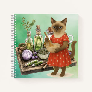 Siamese Cat is cooking Thai Food Notebook