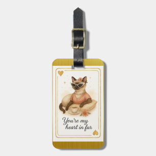 Siamese Cat is drinking coffee Luggage Tag