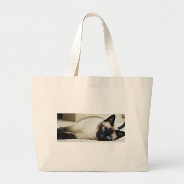 Siamese Cat Large Tote Bag (Front)