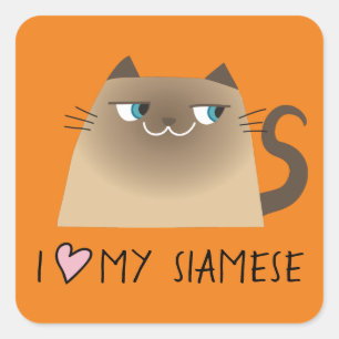 Siamese Cat Love Square Sticker