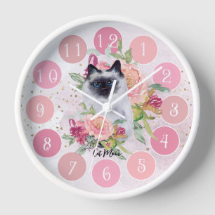 Siamese Cat Lovely Gift For Her Clock