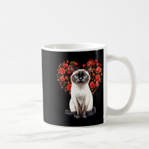 Siamese Cat Lover Floral Heart Valentines Day  Coffee Mug