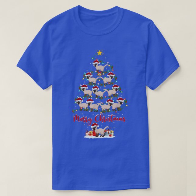 Siamese Cat Lover Matching Santa Siamese Cat Chris T-Shirt (Design Front)