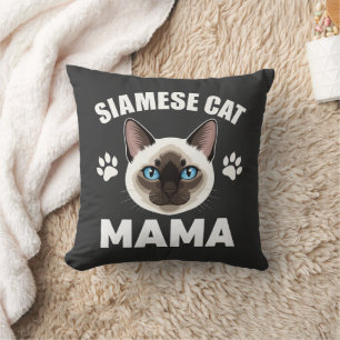 Siamese Cat Mama Throw Pillow