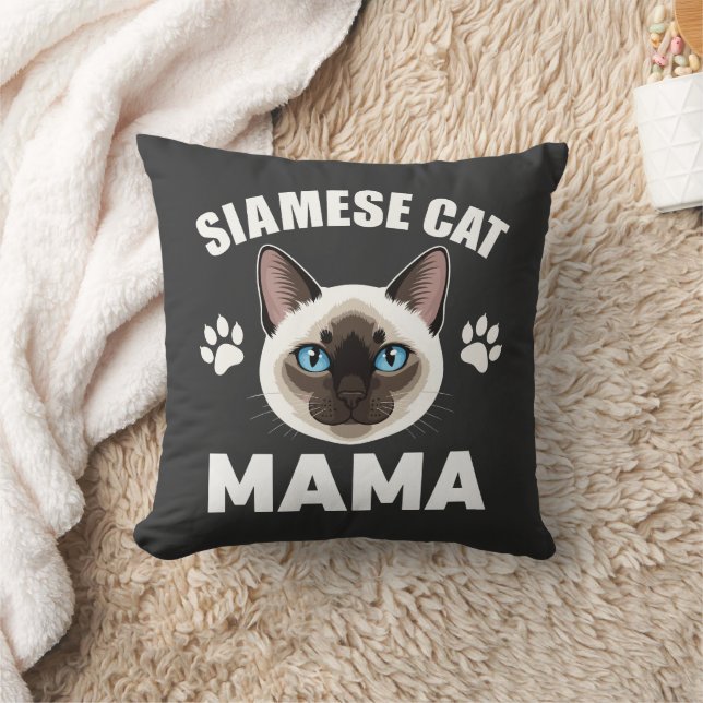 Siamese Cat Mama Throw Pillow (Blanket)