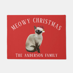 Siamese Cat Meowy Christmas Doormat