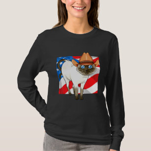 Siamese Cat Merica 4th Of July Patriotic American  T-Shirt