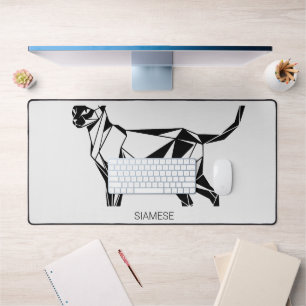 Siamese Cat Minimalist Geometric Art Desk Mat