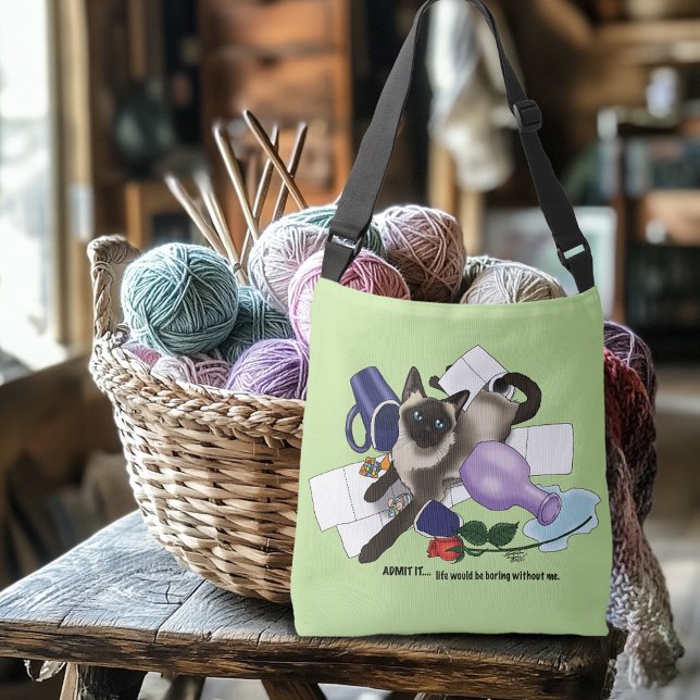 siamese Cat Mischief Funny Crossbody Bag (Creator Uploaded)