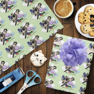 Siamese Cat Mischief Funny Wrapping Paper