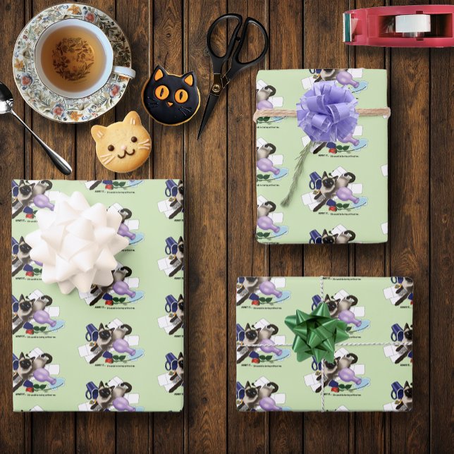 Siamese Cat Mischief Funny Wrapping Paper Sheet (Creator Uploaded)