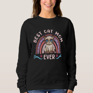 Siamese cat Mom BEST CAT MOM EVER Siamese Cat Moth Sweatshirt