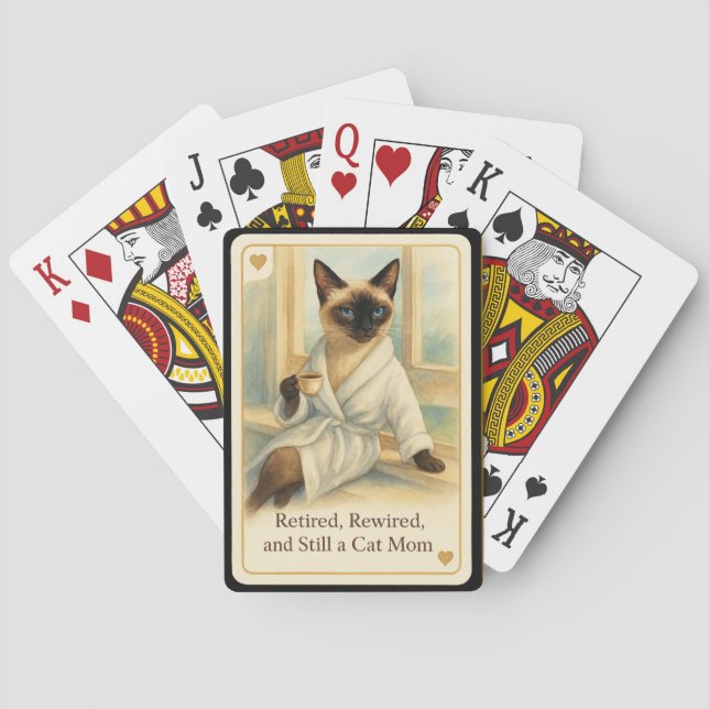 Siamese Cat Mom retirement Playing Cards (Back)