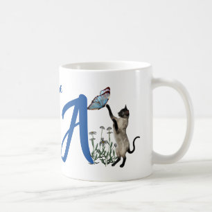 Siamese Cat Monogram Initial A Personalized Coffee Mug